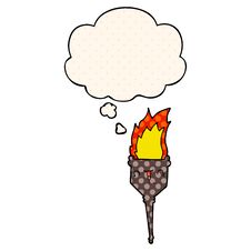 Cartoon Flaming Chalice And Thought Bubble In Comic Book Style Royalty Free Stock Photo