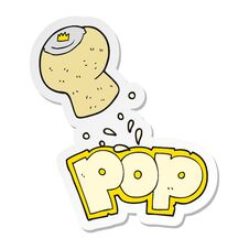 Sticker Of A Cartoon Champagne Cork Popping Royalty Free Stock Photography