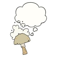 Free Cartoon Mushroom With Spore Cloud And Thought Bubble Royalty Free Stock Image - 256737186