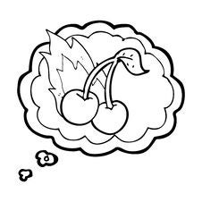 Thought Bubble Cartoon Flaming Cherries Stock Photos