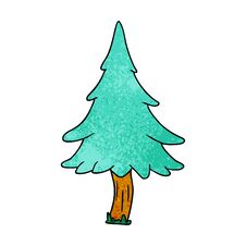 Textured Cartoon Doodle Of Woodland Pine Trees Royalty Free Stock Images