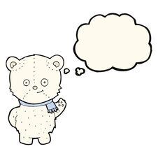 Cute Cartoon Polar Bear With Thought Bubble Royalty Free Stock Image