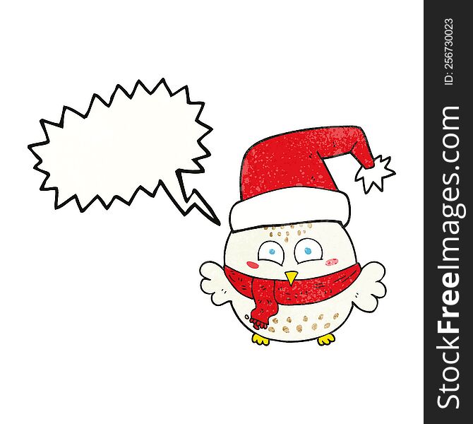 Speech Bubble Textured Cartoon Cute Christmas Owl