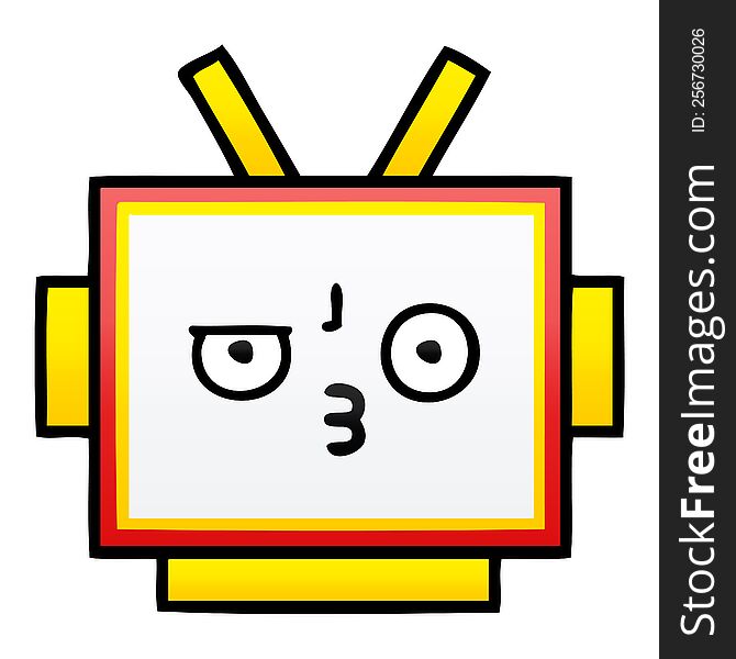 Gradient Shaded Cartoon Robot Head