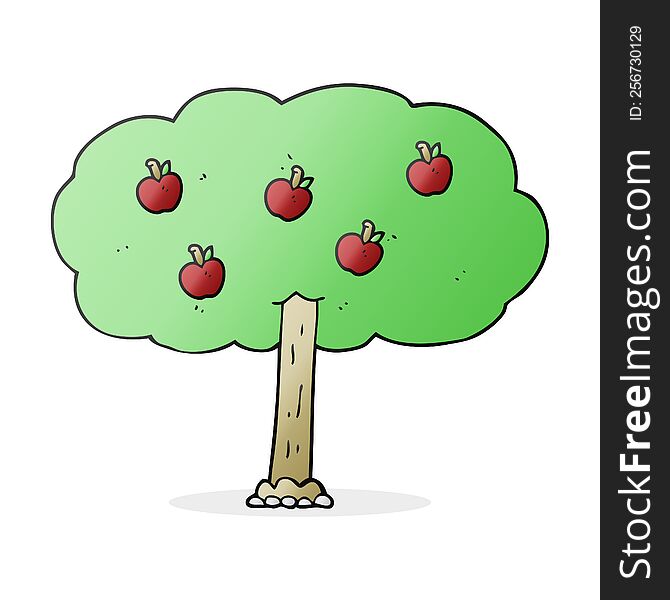 freehand drawn cartoon apple tree