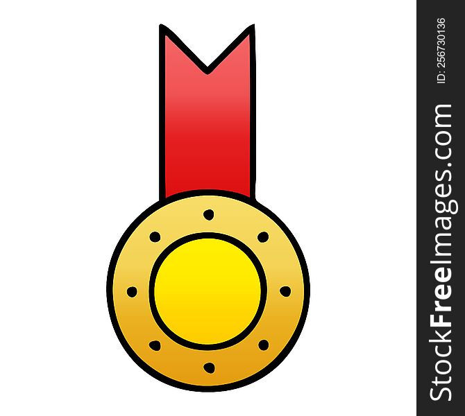 gradient shaded cartoon gold medal