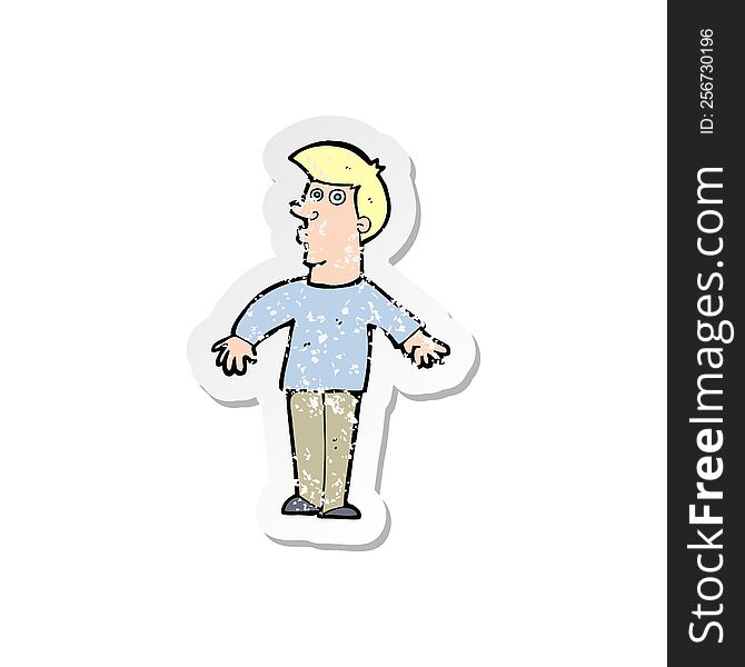 Retro Distressed Sticker Of A Cartoon Surprised Man