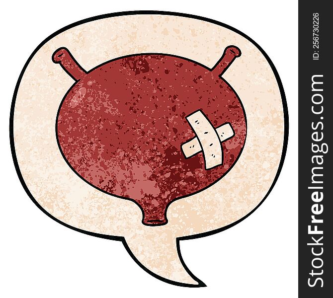 Cartoon Bladder And Speech Bubble In Retro Texture Style