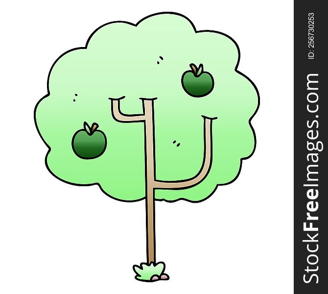 Quirky Gradient Shaded Cartoon Tree
