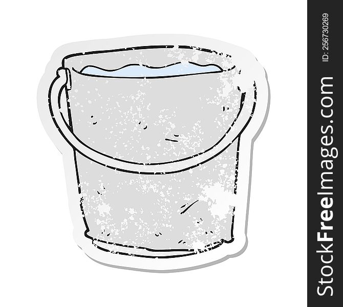retro distressed sticker of a cartoon bucket of water