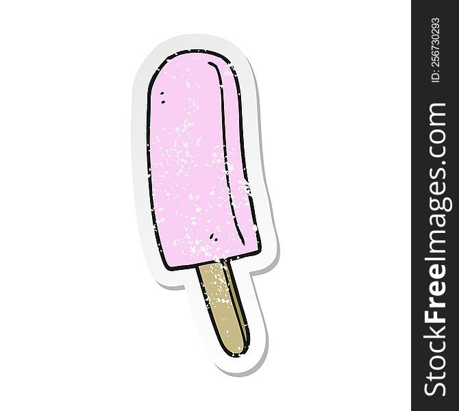Retro Distressed Sticker Of A Cartoon Ice Lolly