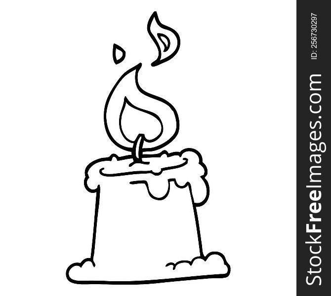 Line Drawing Cartoon Candle Burning