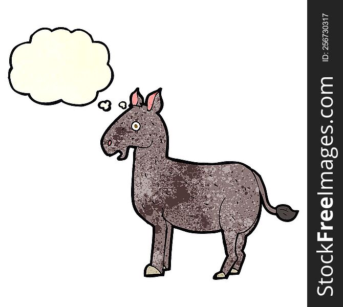 cartoon mule with thought bubble