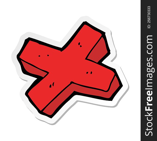 sticker of a cartoon negative cross symbol