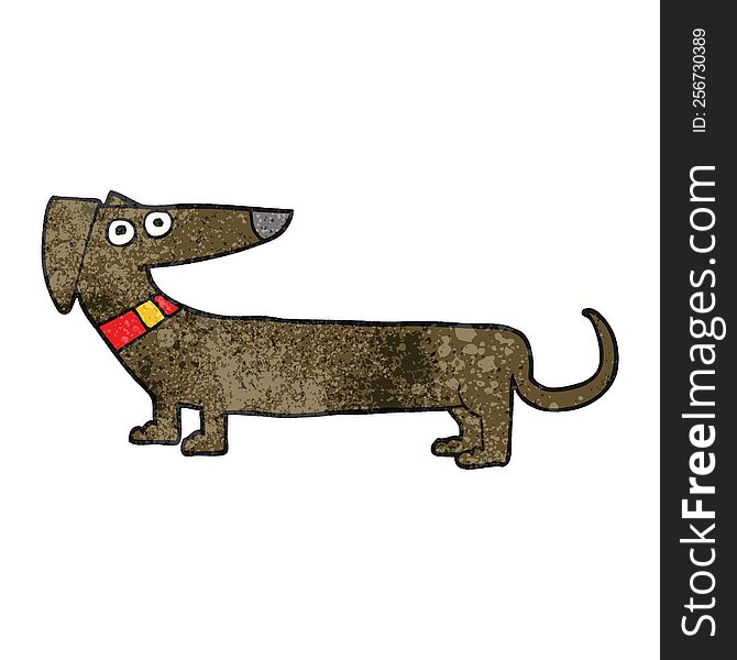 freehand textured cartoon sausage dog