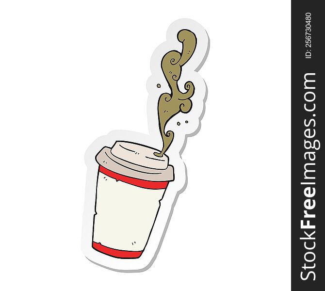 sticker of a cartoon take out coffee