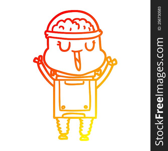 Warm Gradient Line Drawing Happy Cartoon Robot
