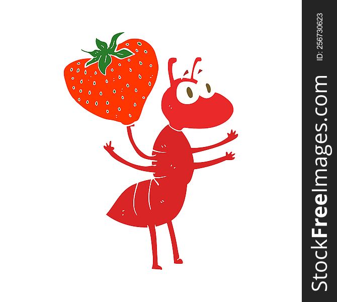 flat color illustration of ant carrying food. flat color illustration of ant carrying food