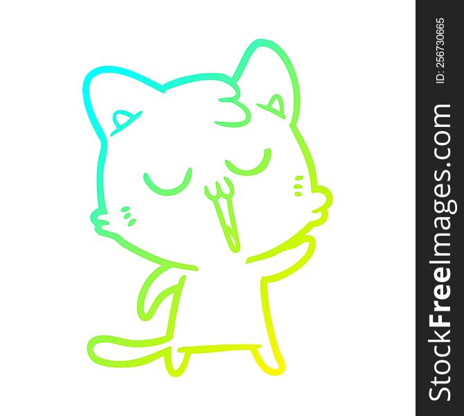 cold gradient line drawing cartoon cat singing