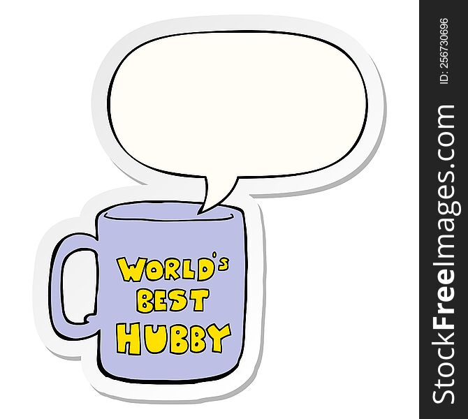 Worlds Best Hubby Mug And Speech Bubble Sticker