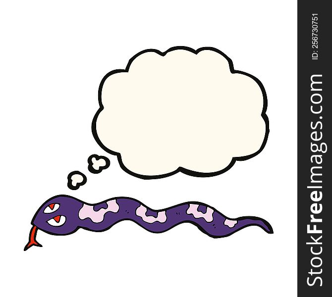 Cartoon Hissing Snake With Thought Bubble