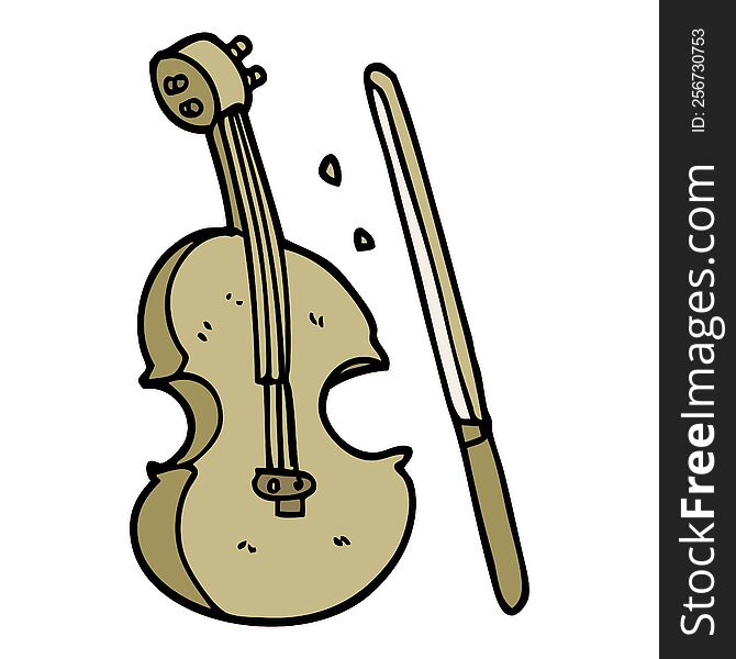 Cartoon Doodle Violin And Bow