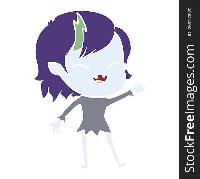 flat color style cartoon laughing vampire girl