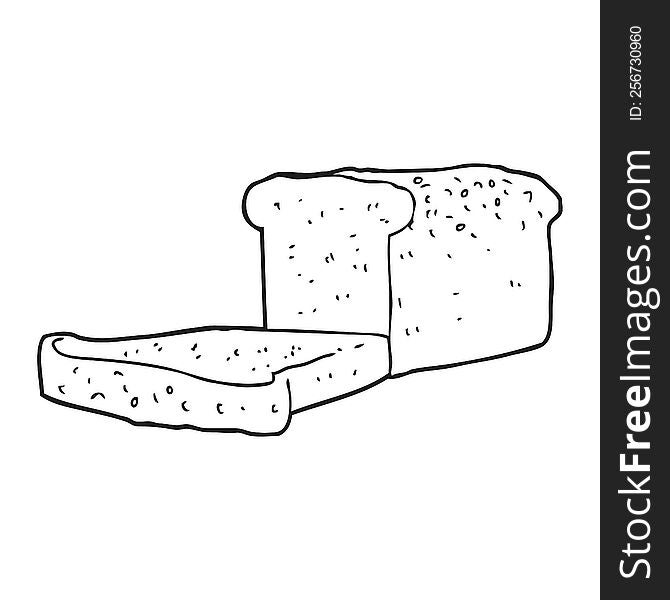 freehand drawn black and white cartoon loaf of bread