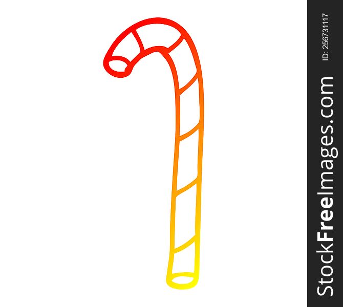 warm gradient line drawing of a cartoon candy cane