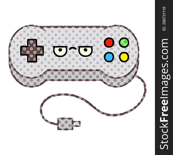 comic book style cartoon of a game controller