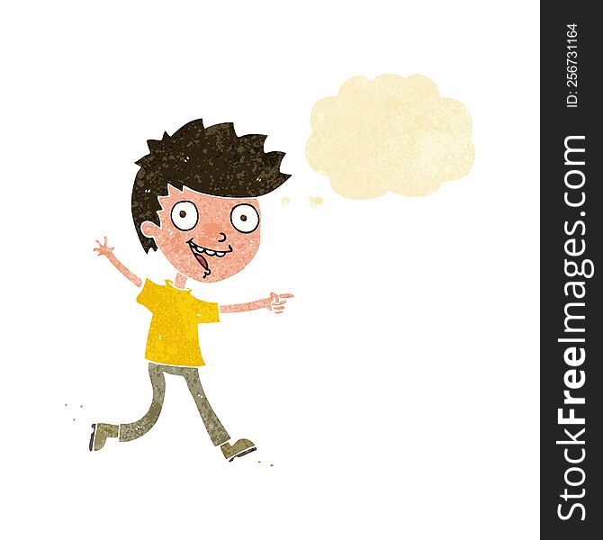 Cartoon Crazy Excited Boy With Thought Bubble