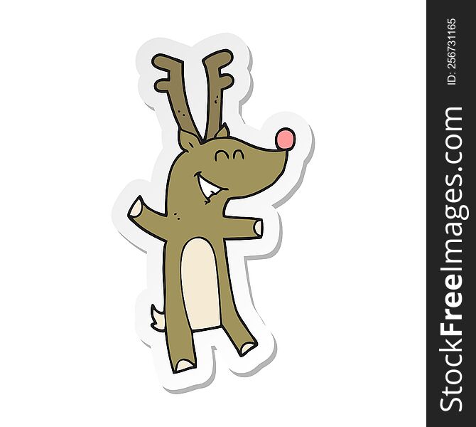 sticker of a cartoon reindeer
