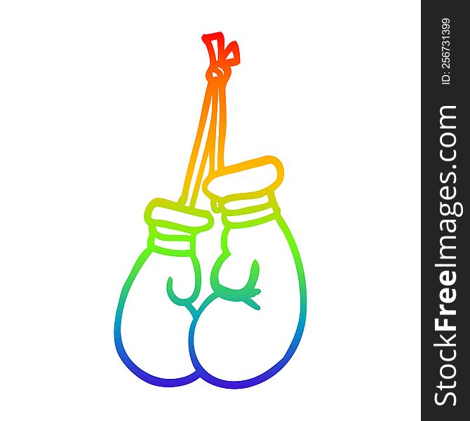 Rainbow Gradient Line Drawing Cartoon Boxing Gloves