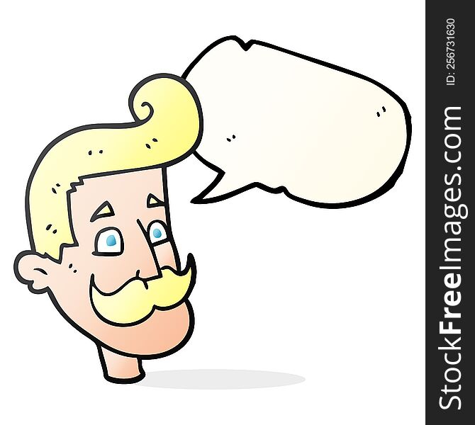 Speech Bubble Cartoon Man With Mustache