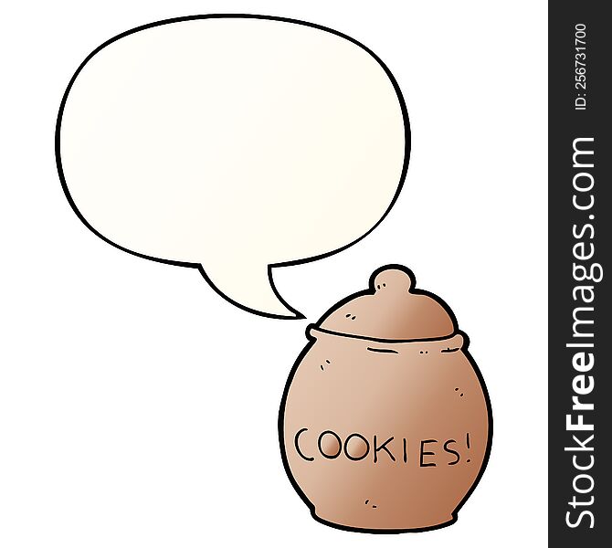 cartoon cookie jar with speech bubble in smooth gradient style