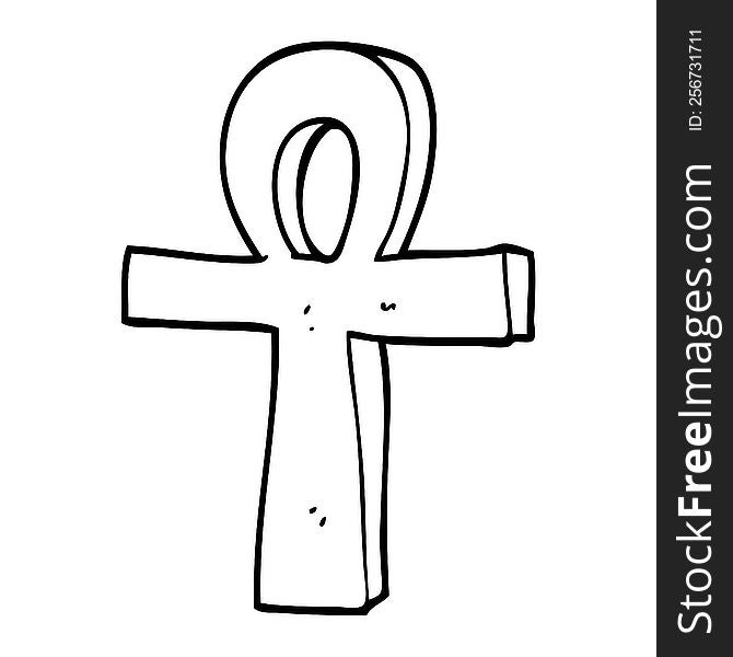 line drawing cartoon of an ankh