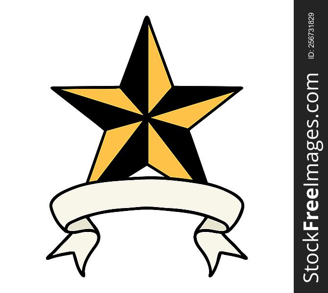 Tattoo With Banner Of A Star