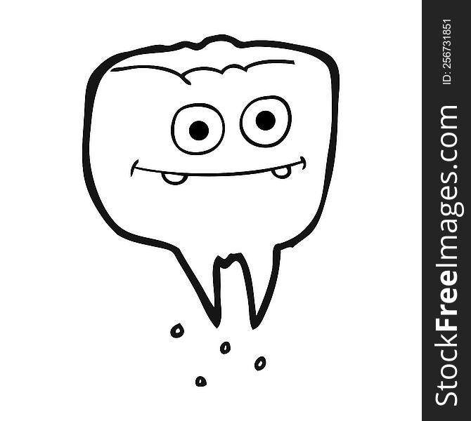 Black And White Cartoon Tooth