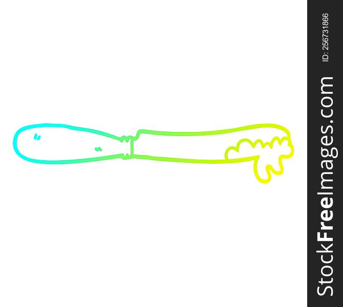 cold gradient line drawing of a cartoon butter knife