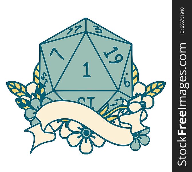 natural one d20 dice roll illustration