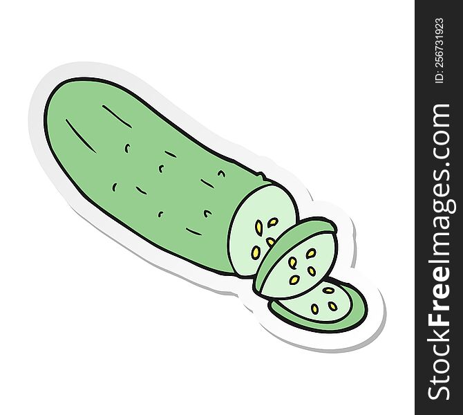 sticker of a cartoon sliced cucumber