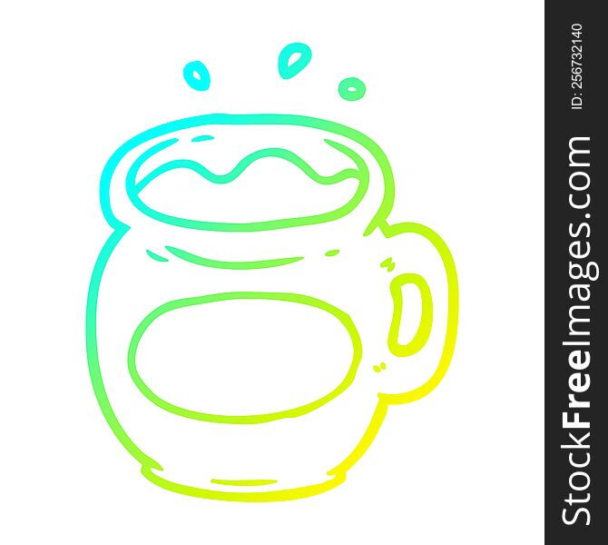 Cold Gradient Line Drawing Mug Of Coffee