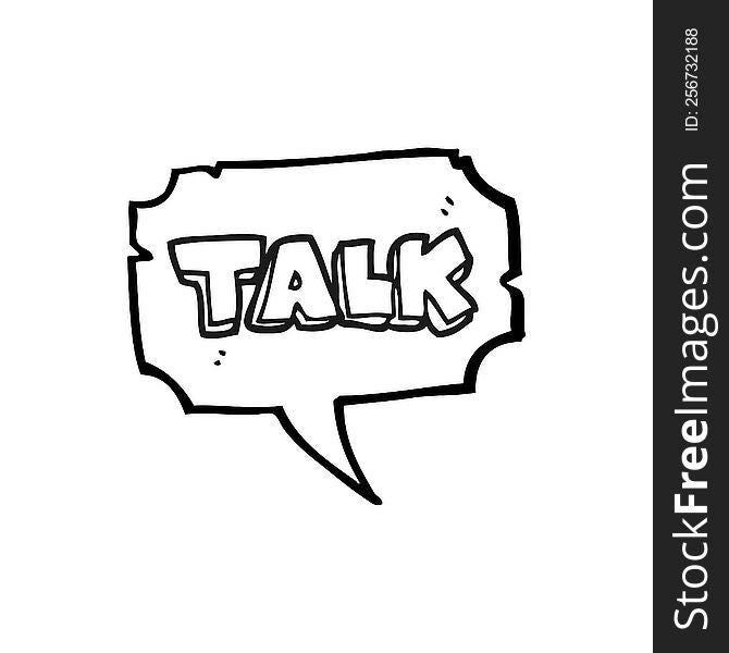 freehand drawn black and white cartoon talk symbol