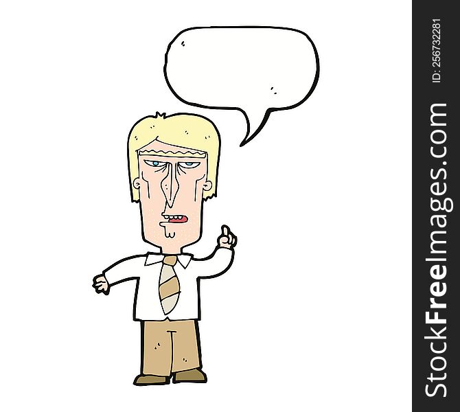 cartoon grumpy boss with speech bubble