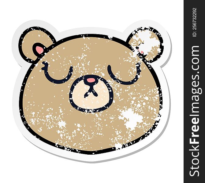 Distressed Sticker Of A Quirky Hand Drawn Cartoon Bear
