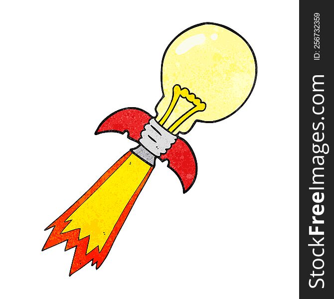 textured cartoon lightbulb rocket ship