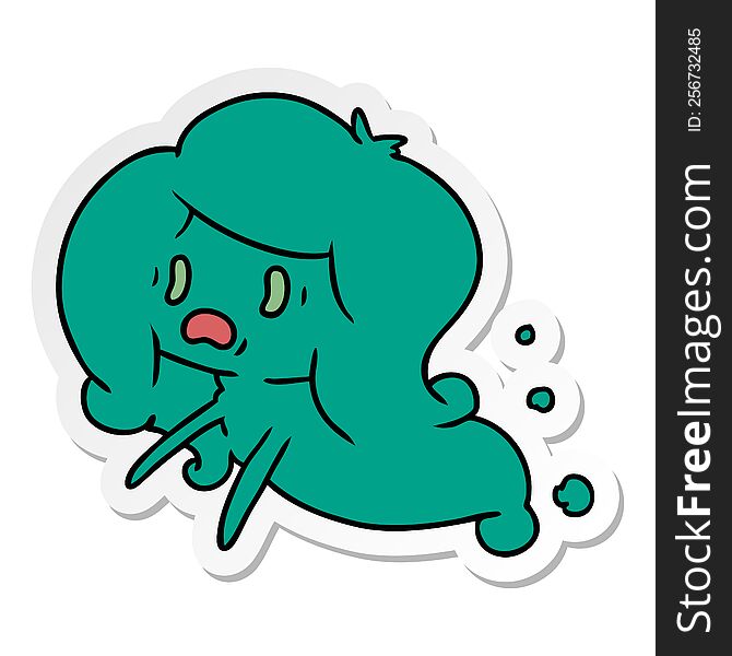 Sticker Cartoon Of Kawaii Scary Ghost