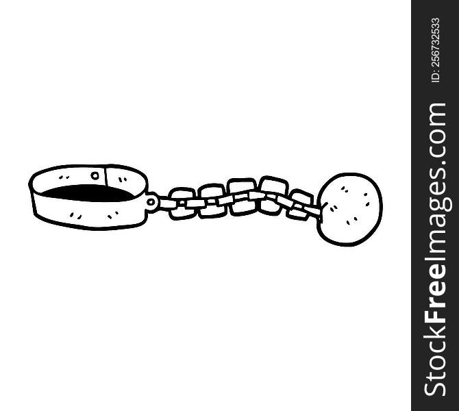 line drawing cartoon of ball and chain