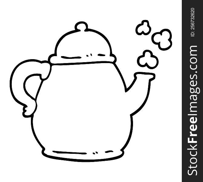 Black And White Cartoon Tea Po