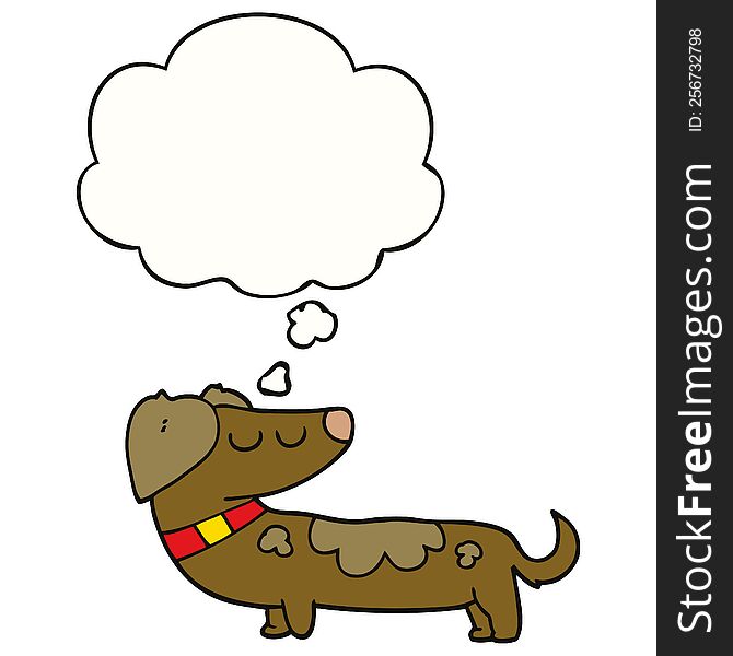 cartoon dog with thought bubble. cartoon dog with thought bubble